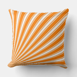 Retro Orange Funky Sun Rays Background Throw Pillow