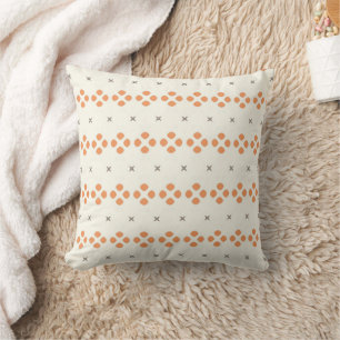Retro Orange Geometric Dot Pattern Throw Pillow