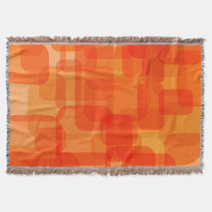 Retro Orange Geometric Pattern Mid Century Modern Throw Blanket