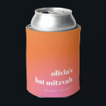 Retro Orange Gradient Unique Bat Mitzvah Custom Can Cooler<br><div class="desc">Retro Orange Pink Gradient Unique Bat Mitzvah Custom Can Cooler</div>