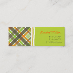 Retro Orange Green Chic Plaid Pattern Profile Card