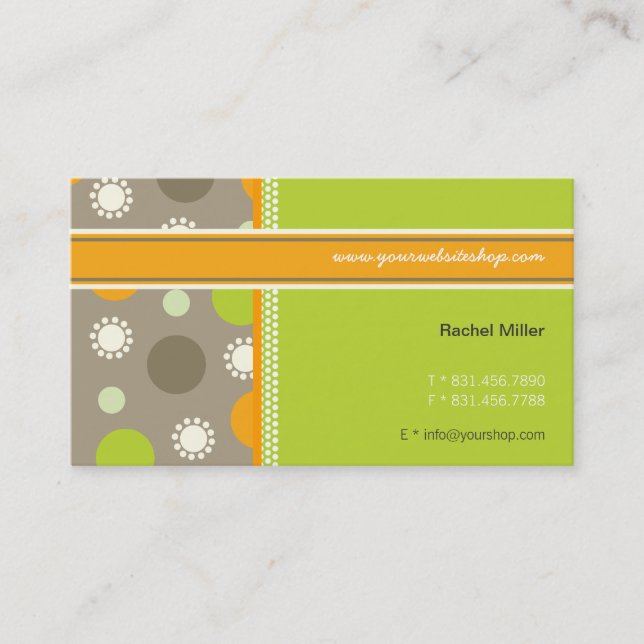 Retro Orange Green Dots Fun Pattern Profile Card (Front)