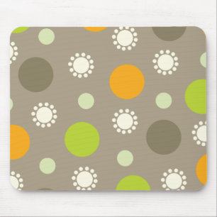 Retro Orange Green Dots Pattern Custom Mousepad