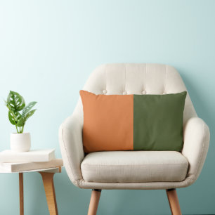 Retro Orange Green Lumbar Pillow