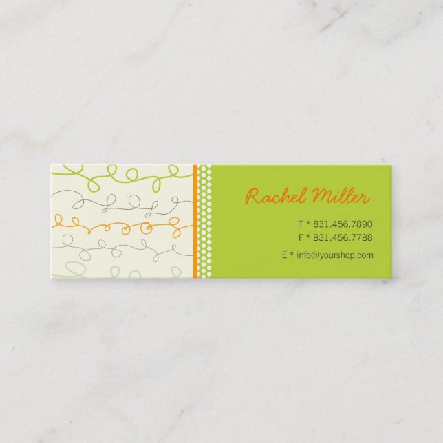 Retro Orange Green Scribbles Pattern Profile Card (Front)