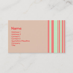 retro orange green stripes business card