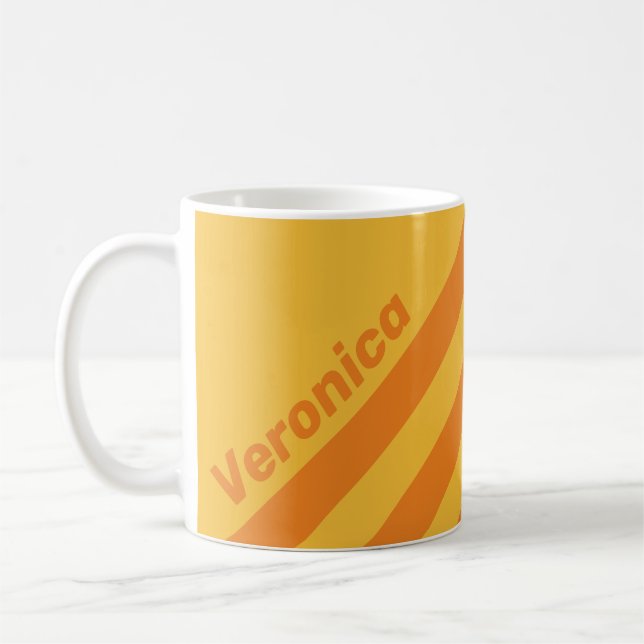 Retro Orange Groove Three Stripes with Name Coffee Mug (Left)