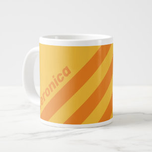 Retro Orange Groove Three Stripes with Name Large Coffee Mug