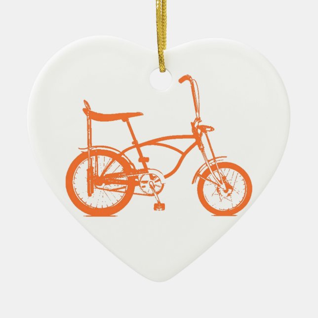 Retro Orange Krate Banana Seat Bike Ceramic Ornament (Front)