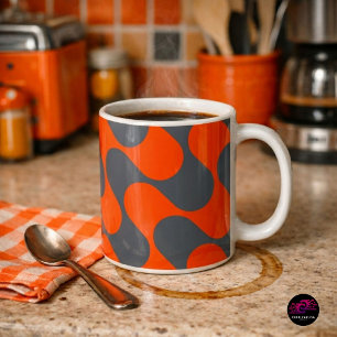 Retro Orange Mod Wave Pattern Coffee Mug