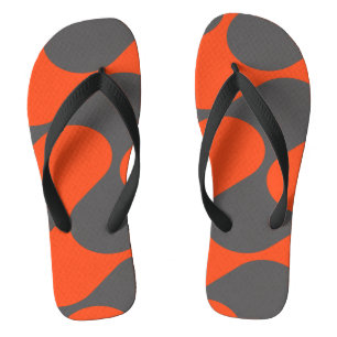 Retro Orange Mod Wave Pattern Flip Flops