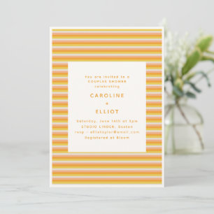 Retro Orange Multicolor Stripe Couples Shower Invitation