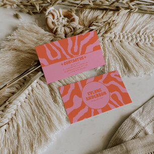 Retro Orange Pink 70s Boho Groovy Funky Trendy Business Card
