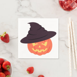 Retro Orange Pumpkin Happy Halloween Napkins 