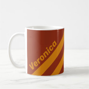 Retro Orange Rust Three Stripes with Name Coffee Mug