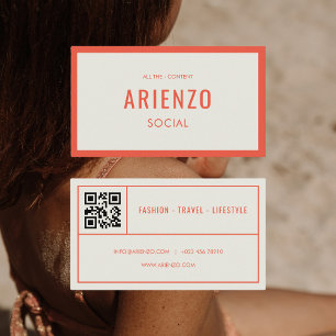 Retro Orange Social Media QR Code Carte de visite