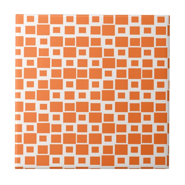 Retro Orange Squares Pattern Tile (Front)