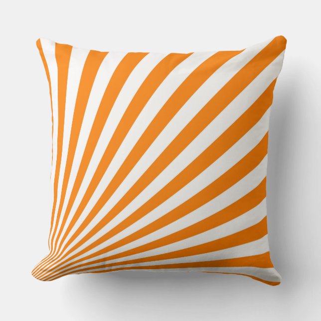Retro Orange Sun Rays Background Throw Pillow (Front)