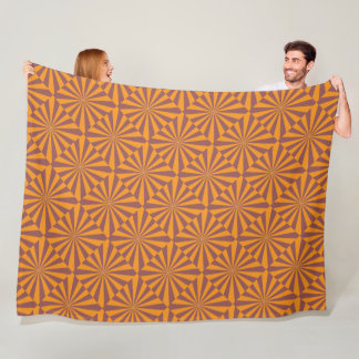 Retro Orange Sunburst Pattern Fleece Blanket
