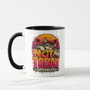 Retro Orange Sunset Grumpy Cat Not Today Mug