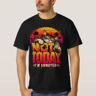 Retro Orange Sunset Grumpy Cat Not Today T-Shirt