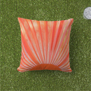 Retro Orange Sunset Illustration Outdoor Pillow
