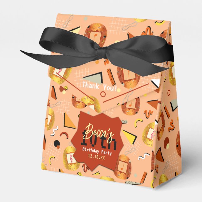 Retro Orange Tamagotchi Birthday Favor Box (Front Side)