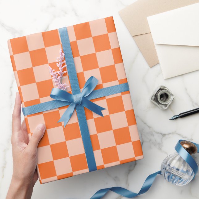 Retro Orange Tartan Plaid Fall Autumn Wrapping Paper (Gifting)