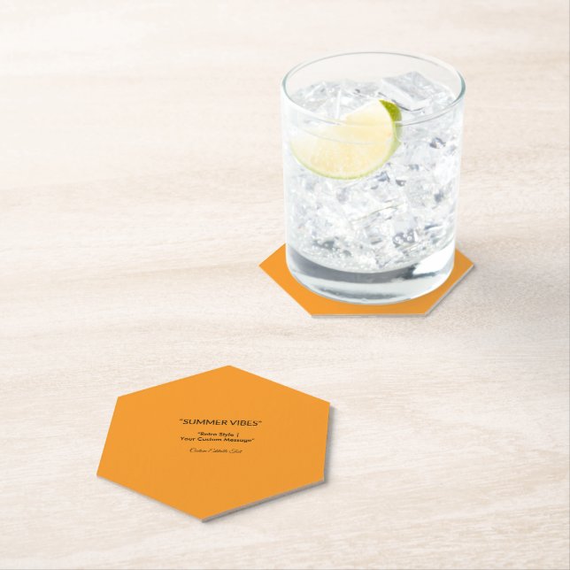 Retro Orange Texture – Summer Vibes Art Paper Coaster (Insitu)