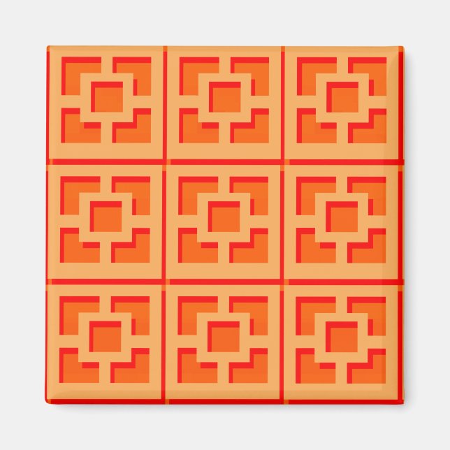 Retro Orange Trellis 2 pouces Magnet Carré (Devant)