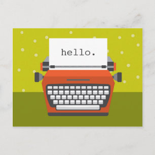 Retro Orange Typewriter Customizable Postcard