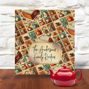 Retro Orange Utensils Family Recipe Book Binder