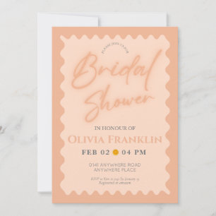Retro orange wavy summer bridal shower invitation