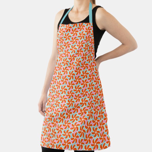 Retro Orange Wedge Pattern Apron (Insitu)