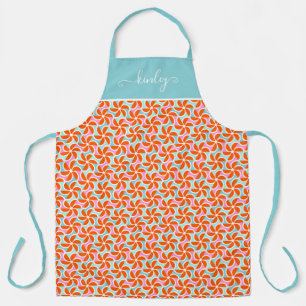 Retro Orange Wedge Pattern Apron