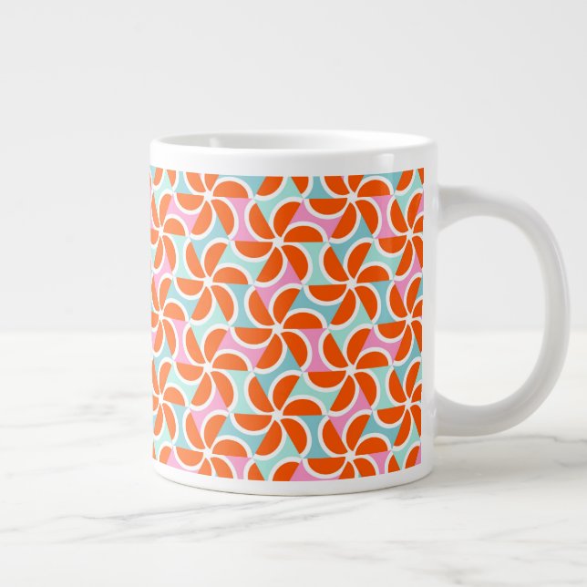 Retro Orange Wedge Pattern Large Coffee Mug (Right)