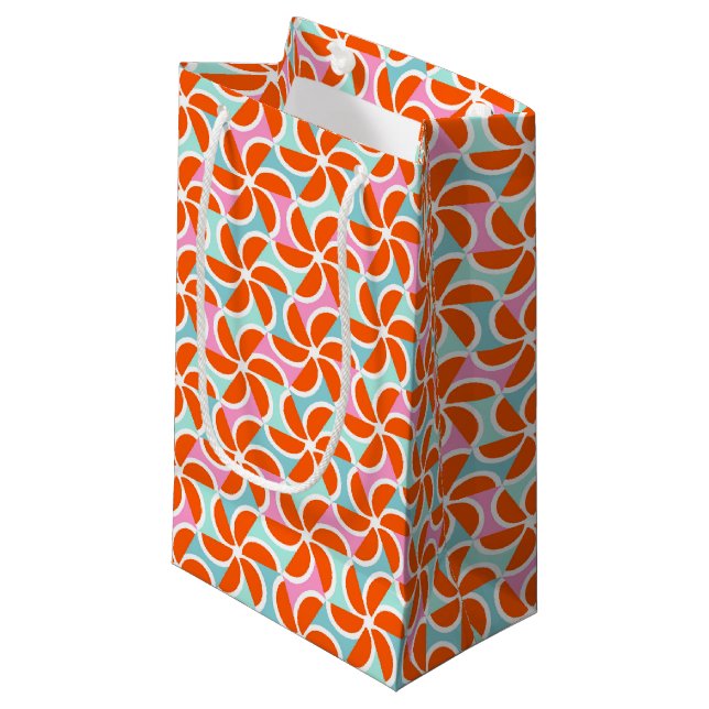 Retro Orange Wedge Pattern Small Gift Bag (Front Angled)