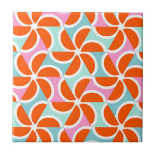 Retro Orange Wedge Pattern Tile