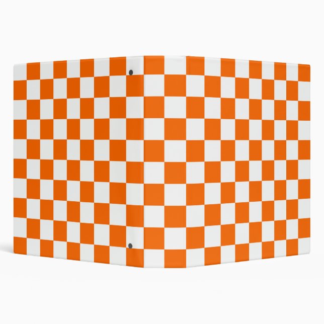Retro Orange White Checks Chequerboard Pattern  Binder (Background)