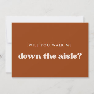 Retro Orange Will you walk me down the aisle Invitation