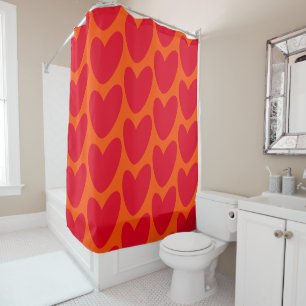 Retro Orange with Groovy Red Hearts