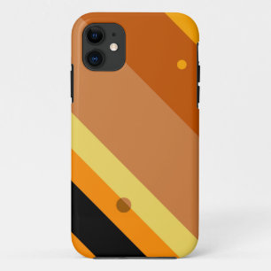 Retro Orange Yellow Black Stripes Seamless Dots iPhone 11 Case