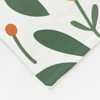 Retro Orange & Yellow Floral Pattern – Vintage Fleece Blanket