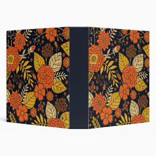 Retro Orange, Yellow & Navy Floral  Binder