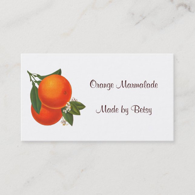 Retro Oranges Recipe Tag Business Card Template (Front)