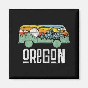 Retro Oregon Outdoor Hippie Van Nature Magnet