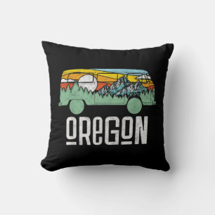 Retro Oregon Outdoor Hippie Van Nature Throw Pillow