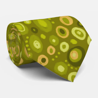 Retro Organic Circles Olive Green Neck Tie