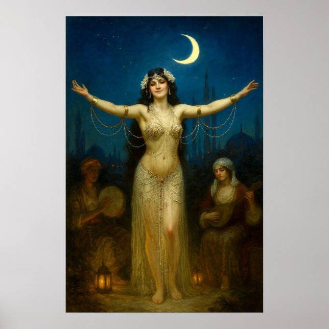  Retro Orientalism Style Dancer Under Moon Poster (Front)