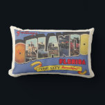 Retro Orlando Postcard Greeting Throw Pillow<br><div class="desc">What a terrific 1940's retro Orlando, Florida postcard pillow! This colourful vintage illustration for the State of Florida adds so much to a tropical decor. You can purchase the pillow as is or change the back by removing the image and adding a personal message. Choose the material and whether you...</div>